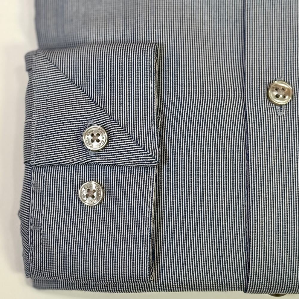 Calvin Klein Steel Men's Slim-Fit Stretch Dress Shirt blue 14.5 32-33 $85 - Picture 3 of 6
